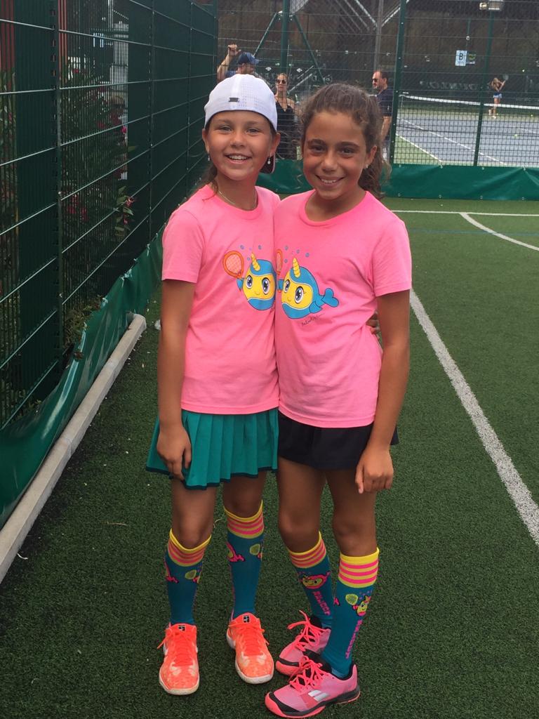 Teal Blue & Neon Pink Knee High Socks