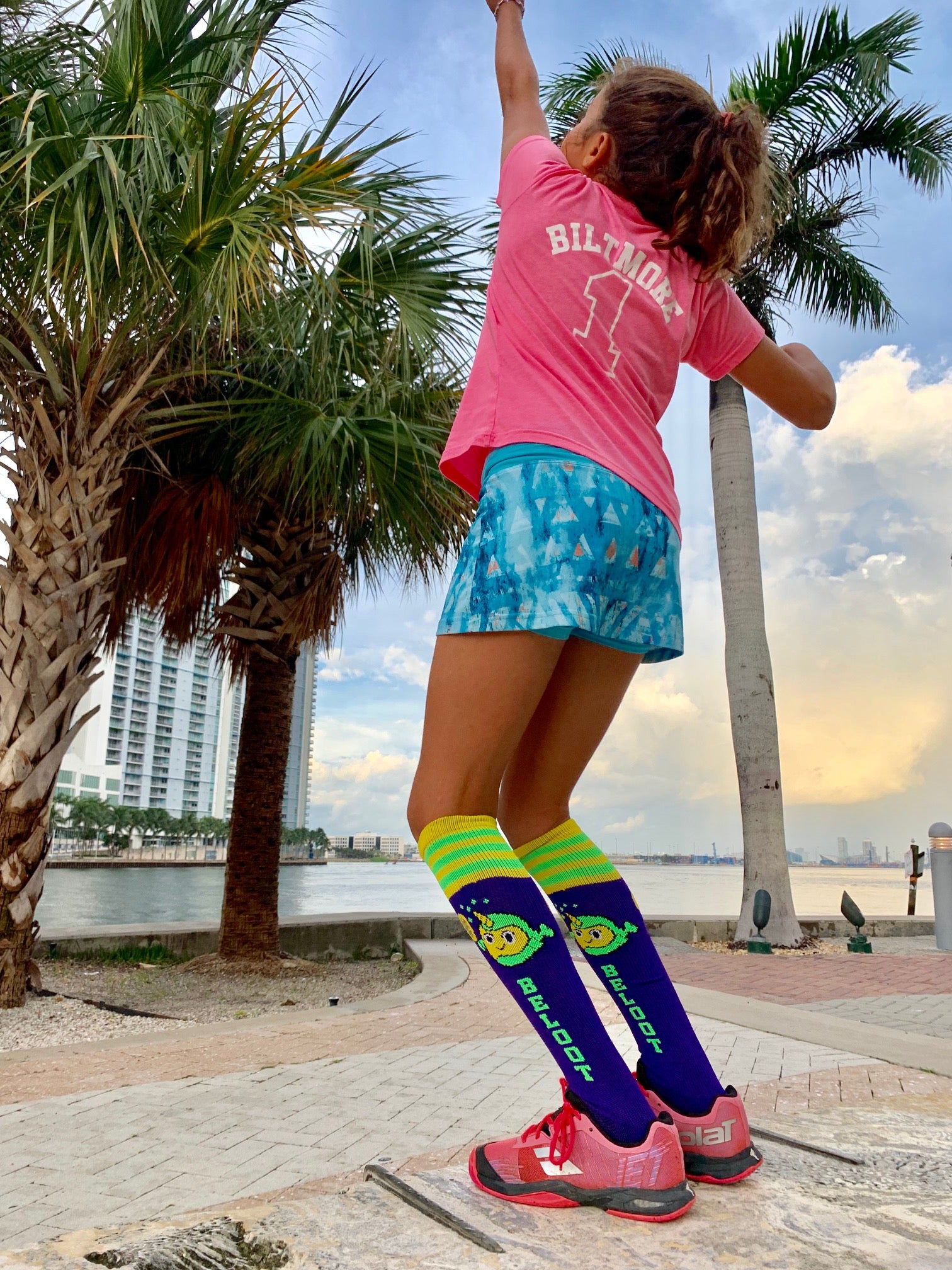 Purple & Neon Green Knee High Socks
