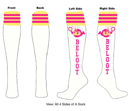 White & Neon Pink Knee High Socks
