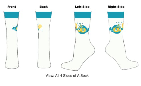 White & Teal Blue Crew Socks